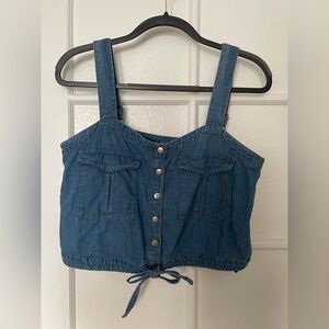 Free People - Blue Denim Crop Top w/ adjustable straps - Size Small